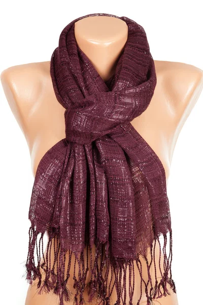 Burgundy scarf på skyltdocka isolerad på vit bakgrund. — Stockfoto