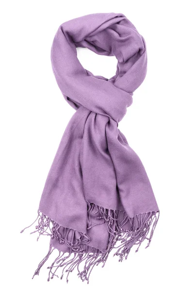 真丝围巾。孤立在白色背景上的淡紫色丝绸围巾 — 图库照片