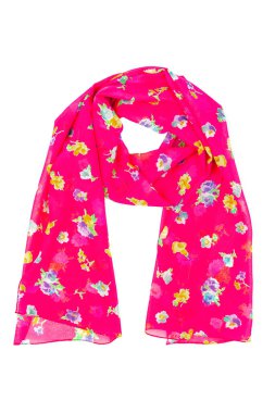 Pembe İpek eşarp izole üzerinde beyaz arka plan. Kadın Aksesuar.