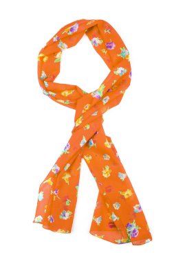 Turuncu İpek eşarp izole üzerinde beyaz arka plan. Kadın Aksesuar.