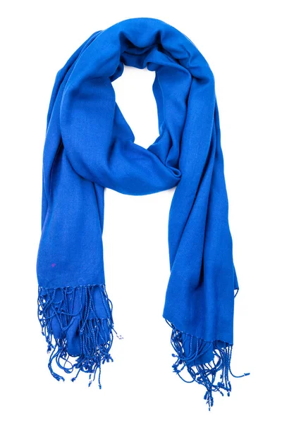 Blå Silk Scarf Isolerade Vit Bakgrund Kvinnliga Tillbehör — Stockfoto