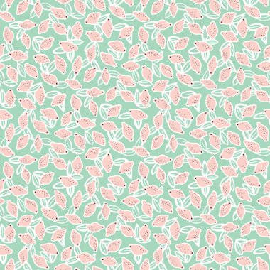 Vektör pembe limon ve nane arka plan davranışıydı seamless modeli üzerinde beyaz yaprakları. Tekstil, duvar kağıdı, hediye paketi ve scrapbooking için mükemmel.
