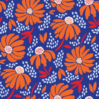 Kalın grafik büyük ölçekli çiçek vektör Dikişsiz desen arka plan