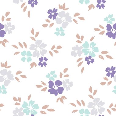 Büyük ölçekli pastel çiçek vektör Dikişsiz desen beyaz zemin üzerine el boyalı