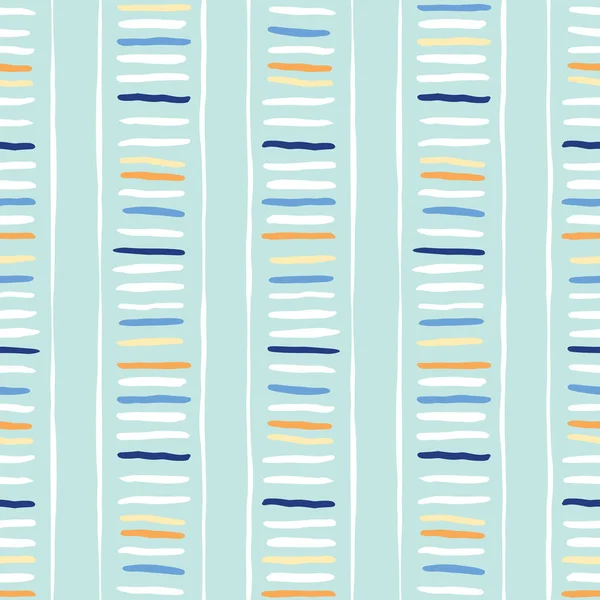 Marcas tribales dibujadas a mano, rayas tipo escalera en el patrón sin costuras del vector de fondo de menta. Dibujo geométrico fresco — Archivo Imágenes Vectoriales