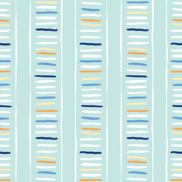 Ручные нарисованные племенные отметины, похожие на лестницы полосы на мятном заднем фоне, бесшовный рисунок. Свежий геометрический рисунок
