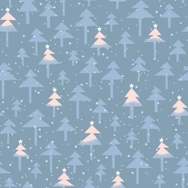 Симпатичные абстрактные новогодние елки, звезды на белом фоне. Зимние каникулы в Скандинавии — стоковый вектор