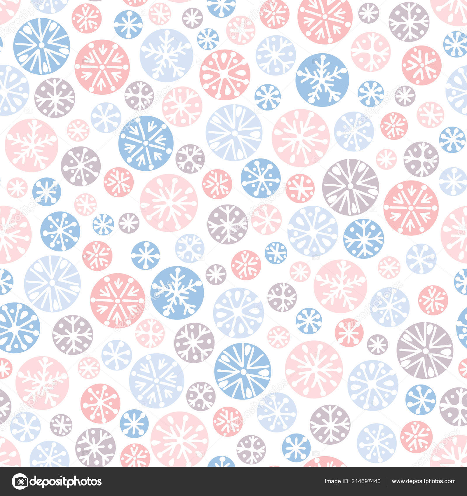 Hand Drawn Abstract Pastel Christmas Snowflakes Vector Seamless