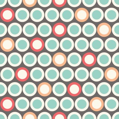 Retro Mod vektör sorunsuz Polka Dot desende mavi, kırmızı, turuncu