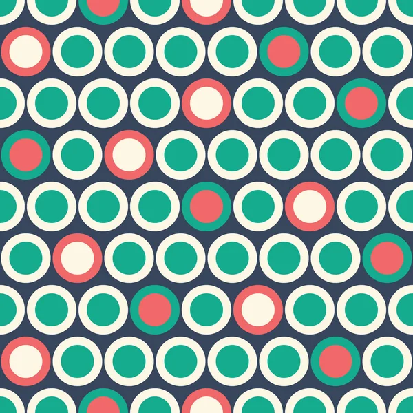 Retro Mod Vector Seamless Polka Dot Pattern in red, green, cream — Stock Vector