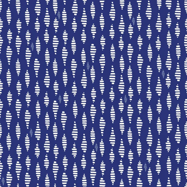 クリーム手描き繭マークはベクトルのシームレスなパターンです。様式化された水の波紋を抽象化します。インディゴの幾何学的な背景. — ストックベクタ