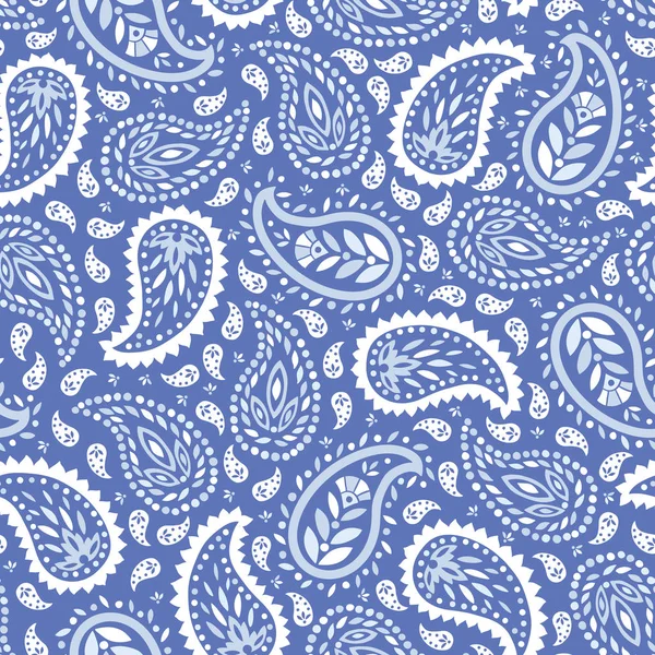 Traditionelles blaues Paisley-Vektor-nahtloses Muster. skurrile klassische background.monochrome Schal-Print — Stockvektor