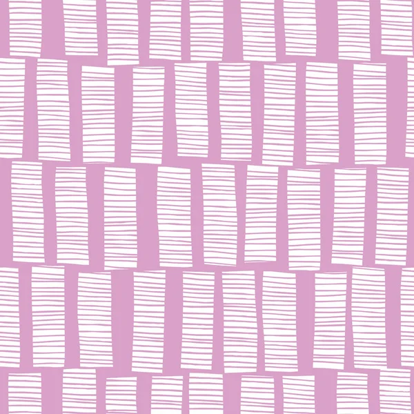 Whimsical White Hand-Drawn Vertical Stripes on Purple Background Vector Seamless Pattern. Абстрактные прямоугольники — стоковый вектор