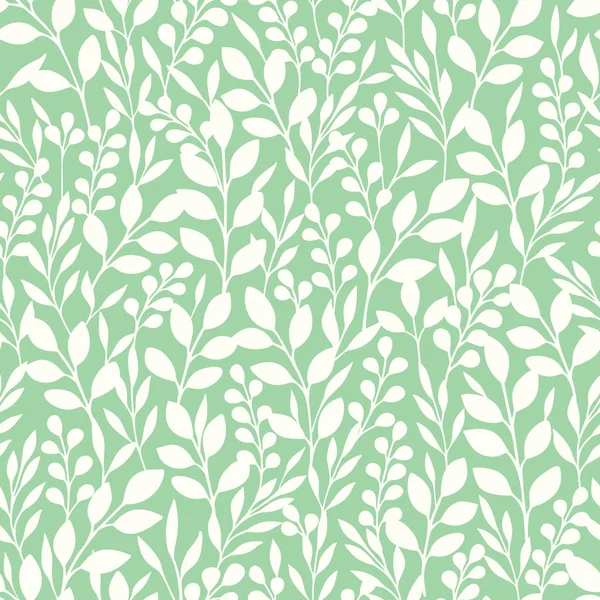 Fekete-fehér lomb sziluettek vektoros Seamless Pattern. Menta-fehér absztrakt Floral nyomtatási. — Stock Vector