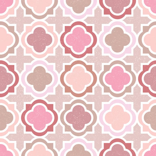 Texturé rose et beige barbelé Quatrefoil vectoriel motif sans couture arrière-plan — Image vectorielle