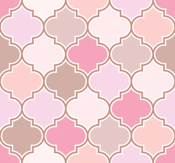 Elegant classic moroccan trellis pattern in pink and beige shades. Vector seamless background. — Stock Vector