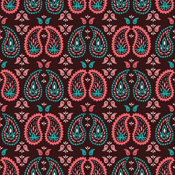 Traditionelles farbenfrohes Paisley-Foulard-Vektor-nahtloses Muster mittlerer Größe. orientalischer skurriler klassischer Hintergrund — Stockvektor