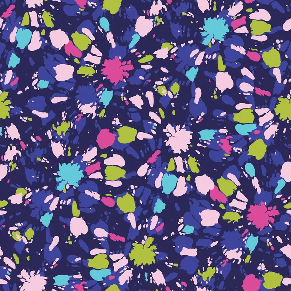Farbenfrohe Shibori Sunburst Kreise auf Indigo Hintergrund Vektor nahtloses Muster — Stockvektor