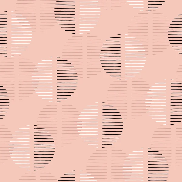 Exagerado Retro Geo Dots Vector Seamless Pattern. Grandes círculos de color rosa polvoriento abstracto moderno en fondo crema — Vector de stock