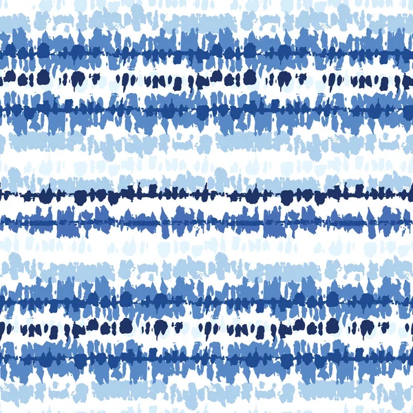 Monochrome Indigo Bright Tie-Dye Shibori Stripes on White Background Vector Seamless Pattern — Stock Vector