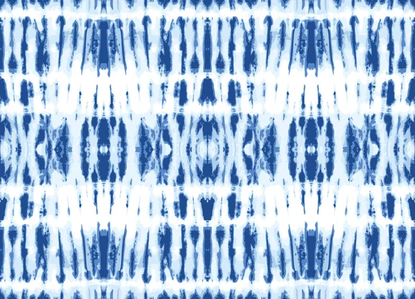 Monokrom Indigo Bright tie-dye shibori speglade vertikala ränder på vit bakgrund vektor sömlösa mönster — Stock vektor