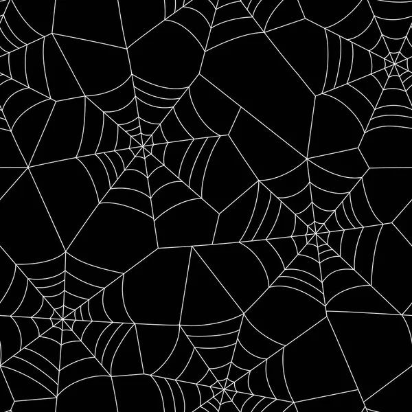 Patrón inconsútil mínimo del vector de Halloween con la tela blanca de la araña en fondo negro — Vector de stock