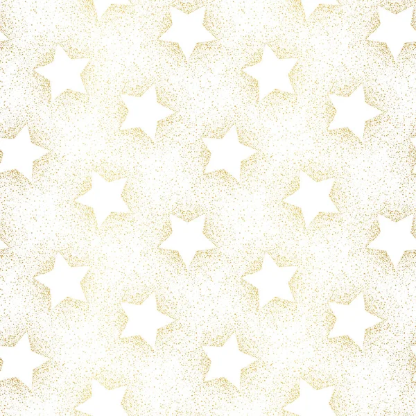 Элегантная золотая фольга Зимние праздники Звездная пыль и звезды на белом фоне — стоковый вектор