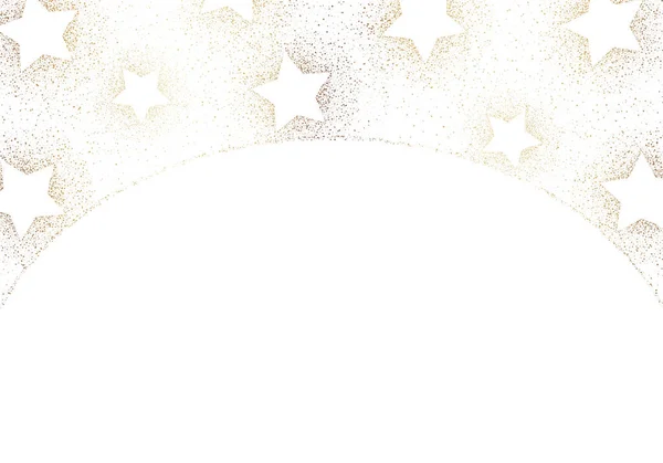Elegantes vacaciones de invierno Gold Foil Stardust y estrellas sobre fondo blanco Marco vectorial superior horizontal — Vector de stock