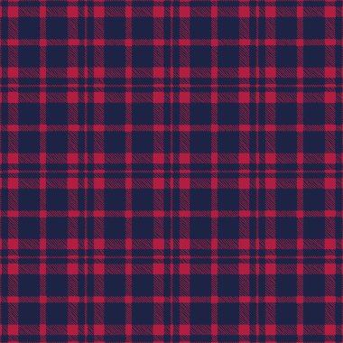 Klasik El Çizimi İki Renkli Mavi ve Kırmızı Bufalo Ekoseli Vektör Şeklini Denetliyor