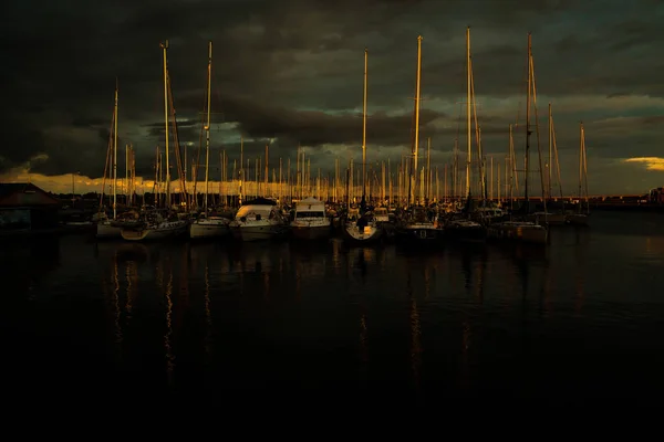 Yacht Parking Citymarina Stralsund Germany Evening — Stock Photo, Image