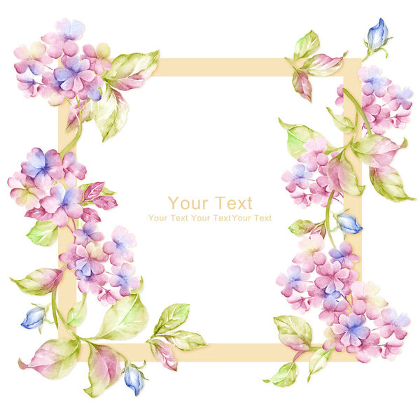 watercolor floral illustration collection. flowers arranged un a shape of the wreath perfect