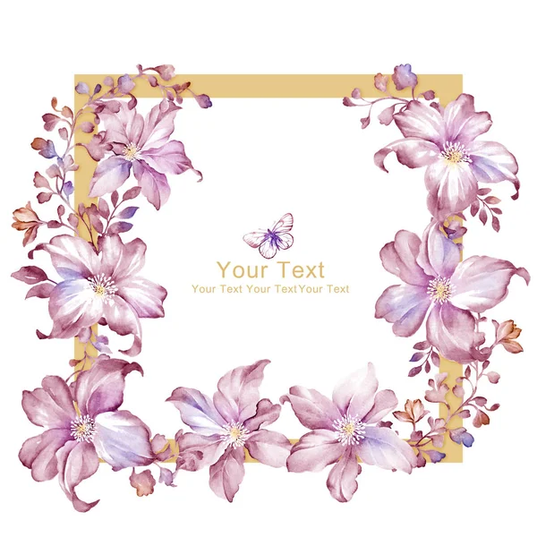Akvarell Blommig Illustration Samling Blommor Arrangerade Form Krans Perfekt Royaltyfria Stockfoton