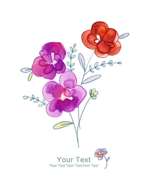 Conjunto Flores Acuarela Elementos Florales Dibujados Mano Aislados Sobre Fondo — Foto de Stock