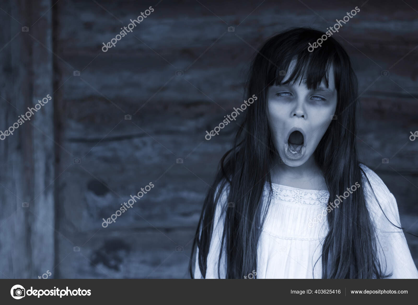 Scary Ghost Woman Long Black Hair White Dress Haunted House Stock Photo by ©bertoszig 403625416 Scary Ghost Woman Long Black Hair White Dress Haunted House Stock Photo by ©bertoszig 403625416