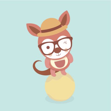 Sevimli stilize çizgi kanguru illüstrasyon.