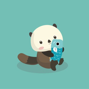 Komik karikatür kunduz pastel arka plan üzerinde.