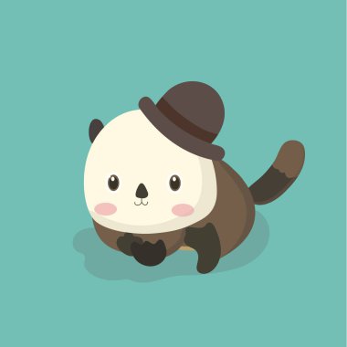 Komik karikatür kunduz pastel arka plan üzerinde.