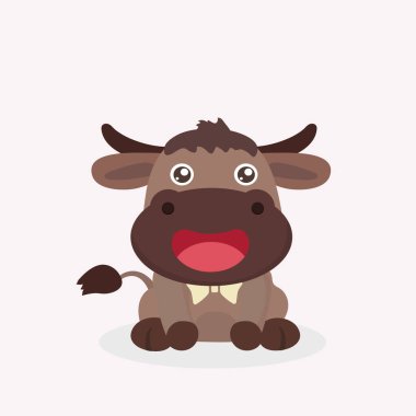 Şirin buffalo karikatür pastel arka plan üzerinde.