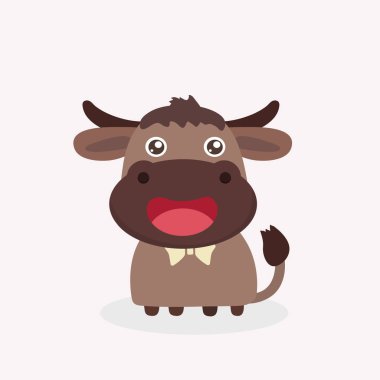 Şirin buffalo karikatür pastel arka plan üzerinde.