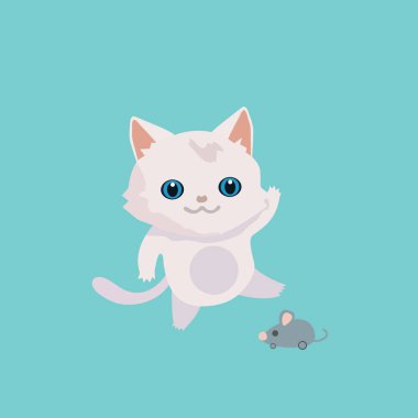 Şirin kedi illüstrasyon pastel arka plan üzerinde.