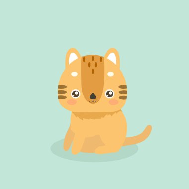 Şirin kedi illüstrasyon pastel arka plan üzerinde.