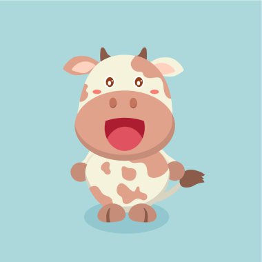 Sevimli inek karikatür pastel arka plan üzerinde.