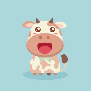 Sevimli inek karikatür pastel arka plan üzerinde.