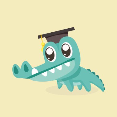 Sevimli çizgi timsah pastel arka plan üzerinde.