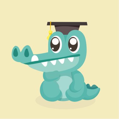 Sevimli çizgi timsah pastel arka plan üzerinde.