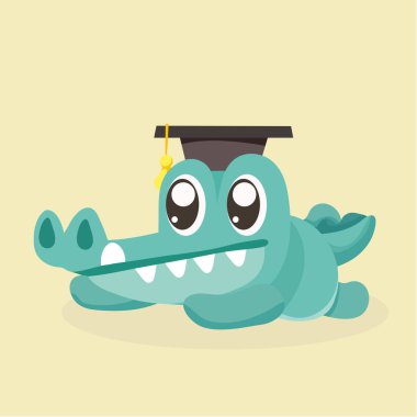 Sevimli çizgi timsah pastel arka plan üzerinde.