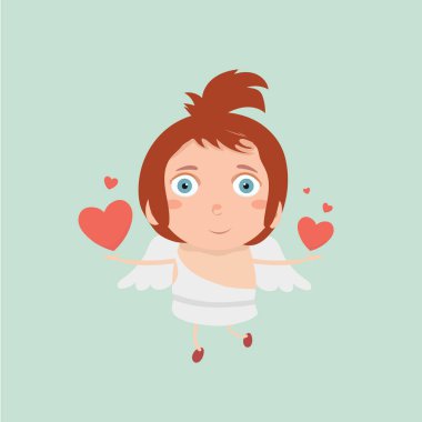 Çocuk bebek Cupid pastel arka plan üzerinde.