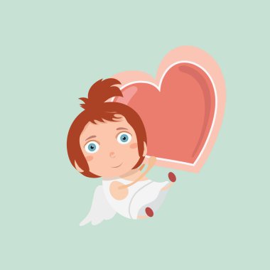 Çocuk bebek Cupid pastel arka plan üzerinde.