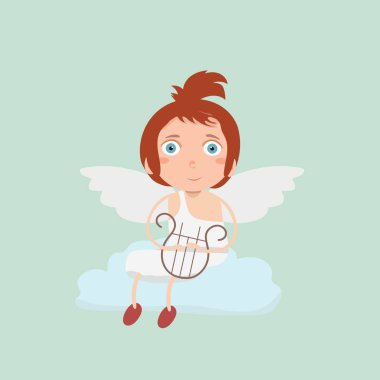 Çocuk bebek Cupid pastel arka plan üzerinde.