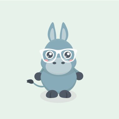 Şirin eşek karikatür pastel arka plan üzerinde.